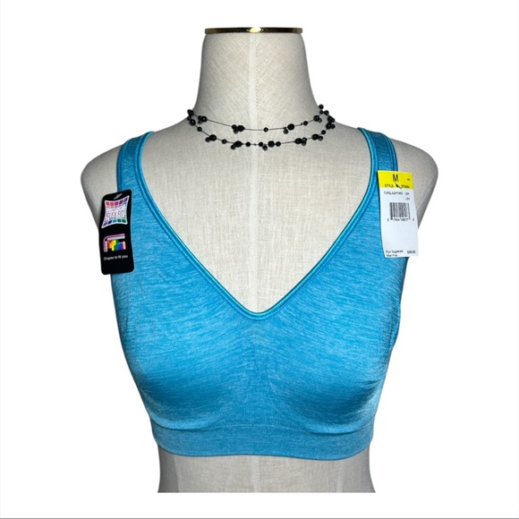 Hanes Comfort Revolution Wirefree Bra Turquoise DF3484 LXH Medium Flex Fit - Picture 1 of 6
